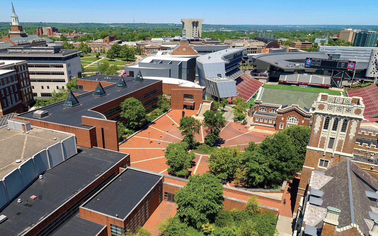 CCM Village aerial in mid afternoon
