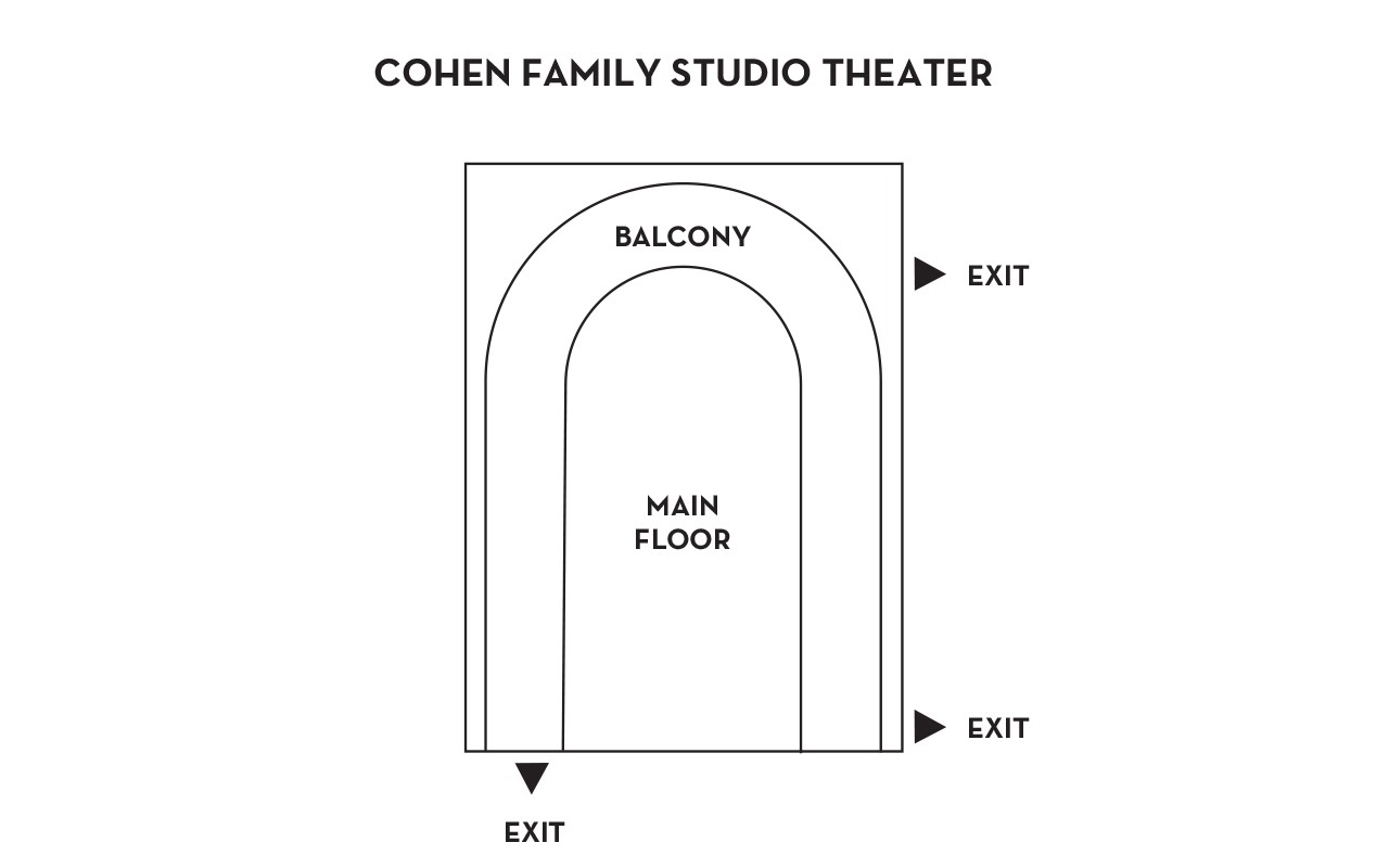 Map depicting exits from Cohen Family Studio Theater