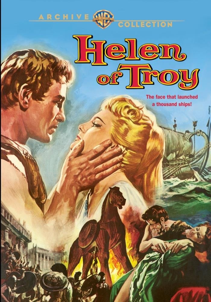 Promotional poster for the Warner Bros. film Helen of Troy (1956), directed by Robert Wise. Art by Renato Casaro. 