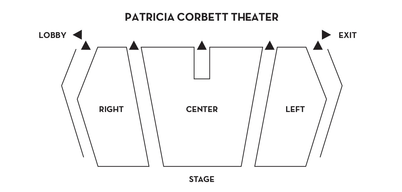 Map depicting exits from Patricia Corbett Theatre